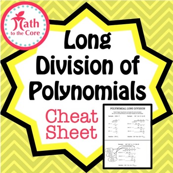 Preview of Polynomial Long Division Cheat Sheet