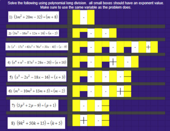 Preview of Polynomial Long Division or Synthetic Division - Google Classroom Ready!
