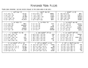 Preview of Polynomial Multiplication Puzzle