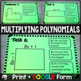 Multiplying Polynomials Algebra Task Cards Activity  - print and digital