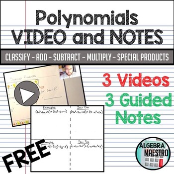 Preview of Polynomial Operation Videos & Notes
