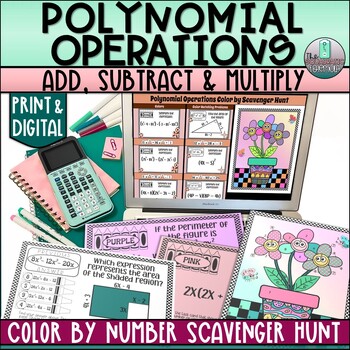 Preview of Add Subtract Multiply Polynomial Operations Activity - Color by Scavenger Hunt