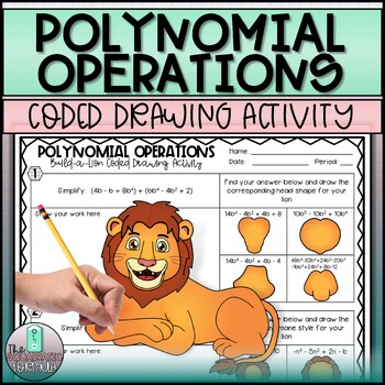 Preview of Polynomial Operations (Add Subtract Multiply) Coded Drawing & Coloring Activity
