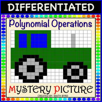 Preview of Polynomial Operations-DIFFERENTIATED Mystery Picture Color Activity