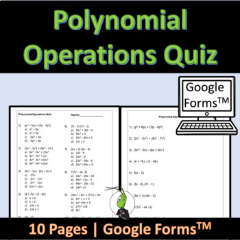 Preview of Polynomial Operations Google Forms Distance Learning Algebra 1