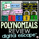 Polynomial Operations Review Digital Math Escape Room Activity