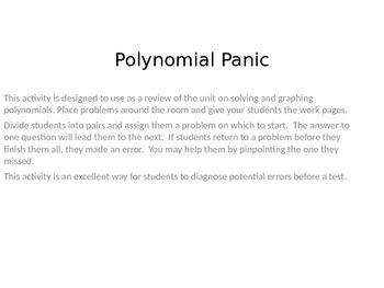 Preview of Polynomial Panic