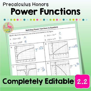 Preview of Power Functions and Graphs Lesson Unit 2 Precalculus