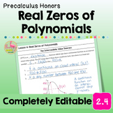 Real Zeros of Polynomial Functions wirh Lesson Video (Unit 2)