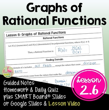 Preview of Graphs of Rational Functions with Lesson Video (Unit 2)