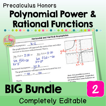 Preview of Polynomial Power and Rational Functions BIG Bundle with Lesson Videos (Unit 2)