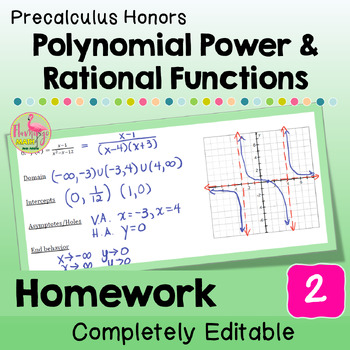 Preview of Polynomial Power and Rational Functions Homework (Unit 2)