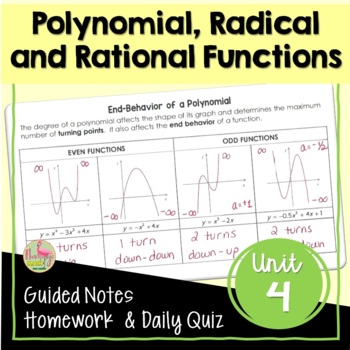Preview of Polynomial Radical and Rational Functions Unit Essentials (Algebra 3)
