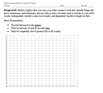 Preview of Polynomial Roller Coaster Project