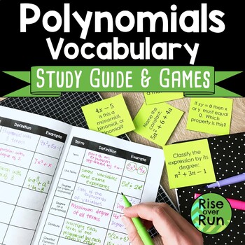 Preview of Polynomial Vocabulary Study Guide and Games