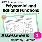 Polynomial and Rational Functions Assessments (Unit 1 AP P