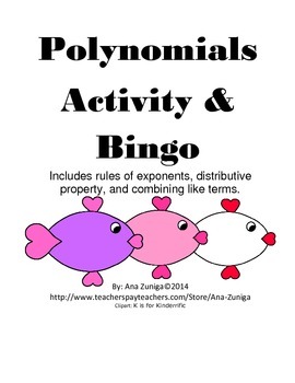 Preview of Polynomials Activity and Bingo