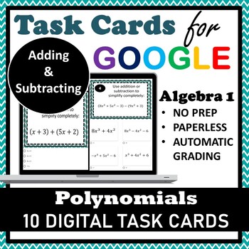 Preview of Polynomials: Adding & Subtracting Digital Task Cards