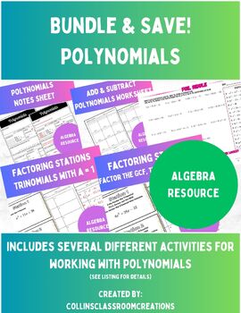 Preview of Polynomials Bundle - Algebra 1 Resources