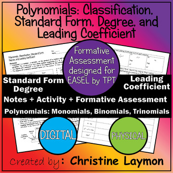 Preview of Polynomials | Classification Standard Form Degree Leading Coefficient