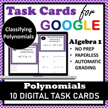 Preview of Polynomials: Classifying Polynomials Digital Task Cards