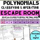 Polynomials Escape Room | Adding Subtracting Multiplying Math Lab