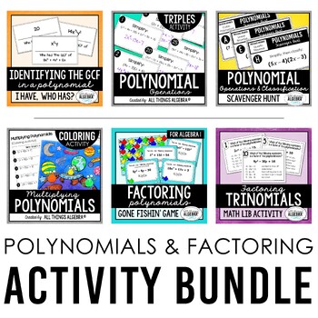 Preview of Polynomials and Factoring Activities Bundle
