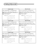 Polynomials: Glue-in Notes for Student Journals