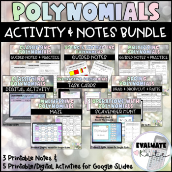 Preview of Polynomials Printable & Digital Notes & Activity Bundle