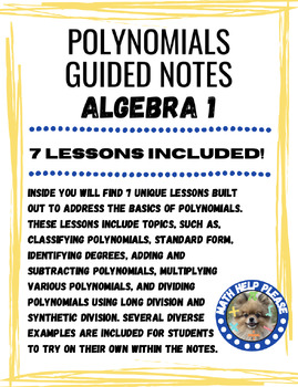 Preview of Polynomials Guided Notes Algebra 1