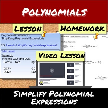 Preview of Polynomials-Lesson 10-Simplify Polynomial Expressions