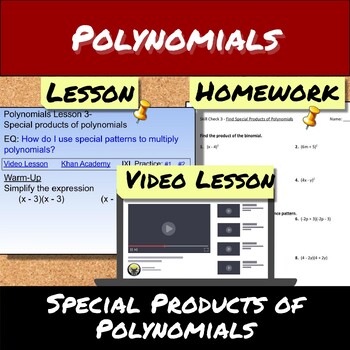 Preview of Polynomials-Lesson 3-Special Products of Polynomials