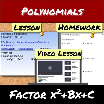 Preview of Polynomials-Lesson 5-Factor x² + Bx + C