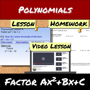 Preview of Polynomials-Lesson 6-Factor Ax² + Bx + C