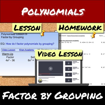 Preview of Polynomials-Lesson 8-Factor by Grouping