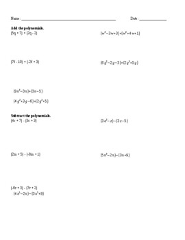 Polynomials & Monomials Test 2 by Ms AZs Classroom | TPT