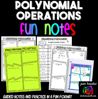 Preview of Polynomials FUN Notes Doodle Pages and Practice