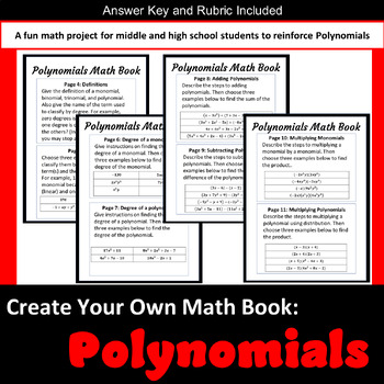 Preview of Polynomials Project Math Book