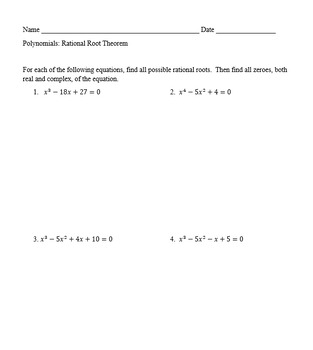 Preview of Polynomials: Rational Root Theorem, Solving Bundle