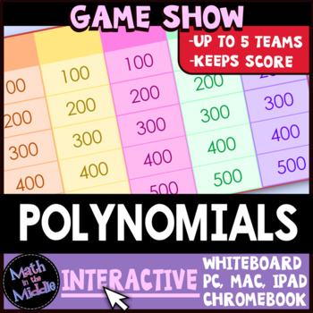Preview of Polynomials Review Game Show - Interactive Digital Math Review Game