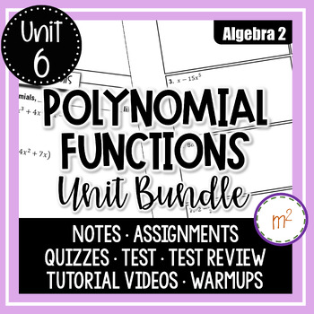 Preview of Polynomial Functions Unit Algebra 2 Curriculum