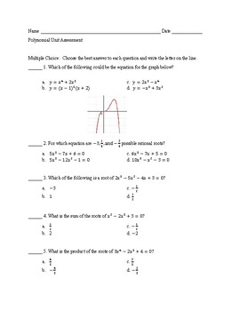 Preview of Polynomials Unit Test