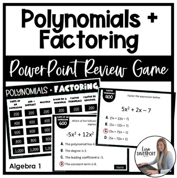 Preview of Polynomials and Factoring Algebra 1 PowerPoint Review Game