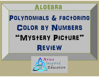 Preview of Polynomials and Factoring Review Color by Numbers Activity
