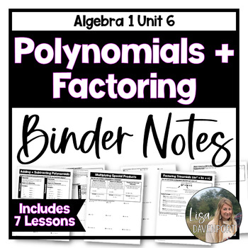 Preview of Polynomials and Factoring - Editable Algebra 1 Binder Notes