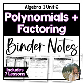 Polynomials and Factoring - Editable Algebra 1 Binder Notes