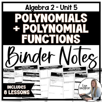 Preview of Polynomials and Polynomial Functions - Algebra 2 Binder Notes