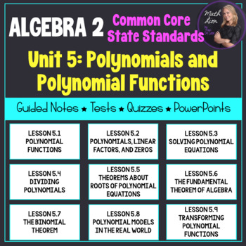 Preview of Polynomials and Polynomial Functions (Algebra 2 - Unit 5) | Math Lion