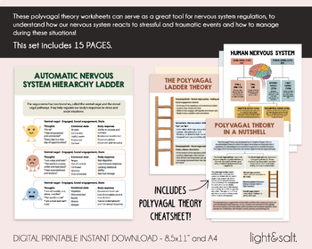 Polyvagal theory workbook, polyvagal ladder, trauma therapy, nervous system