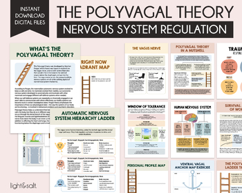 Preview of Polyvagal theory workbook, polyvagal ladder, trauma therapy, nervous system